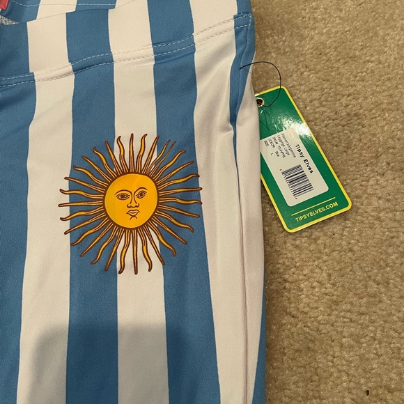 NWT Tipsy Elves Woman’s Striped Argentina Leggings Size L - Picture 2 of 3